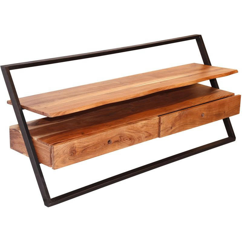 UTAH - Meuble tv industriel en acacia massif et métal