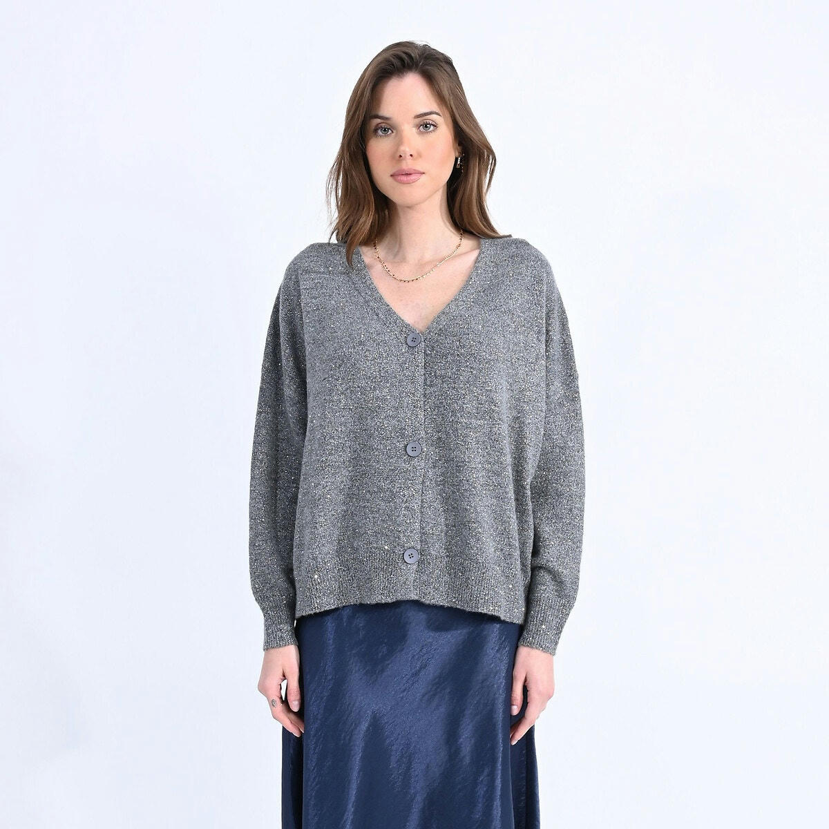 Gilet  boutonné col V pailleté