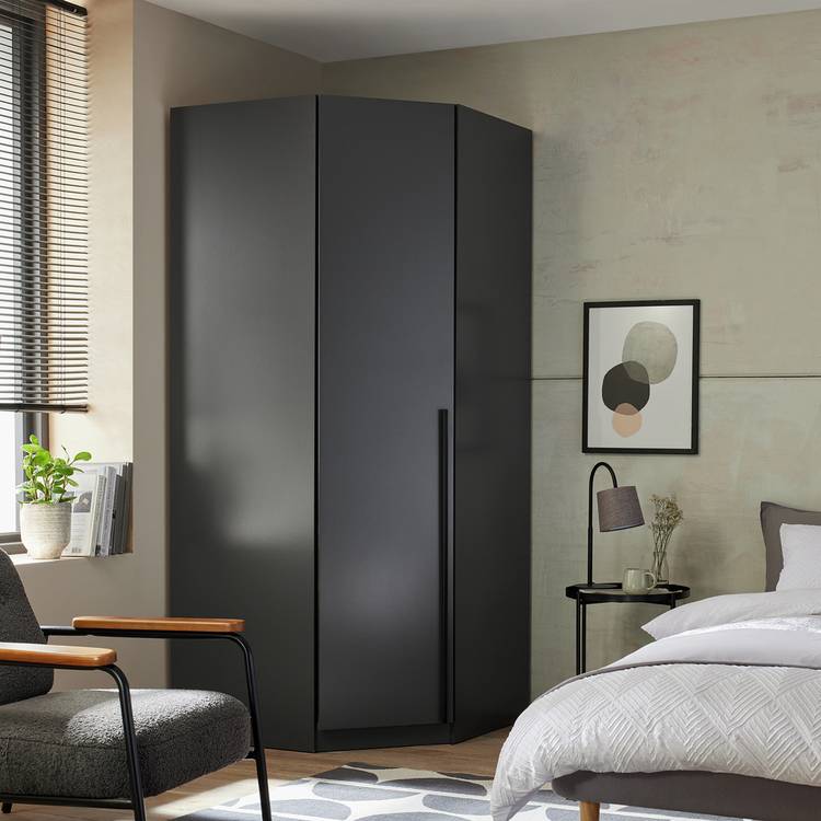 Habitat Munich Corner 1 Door Wardrobe - Anthracite