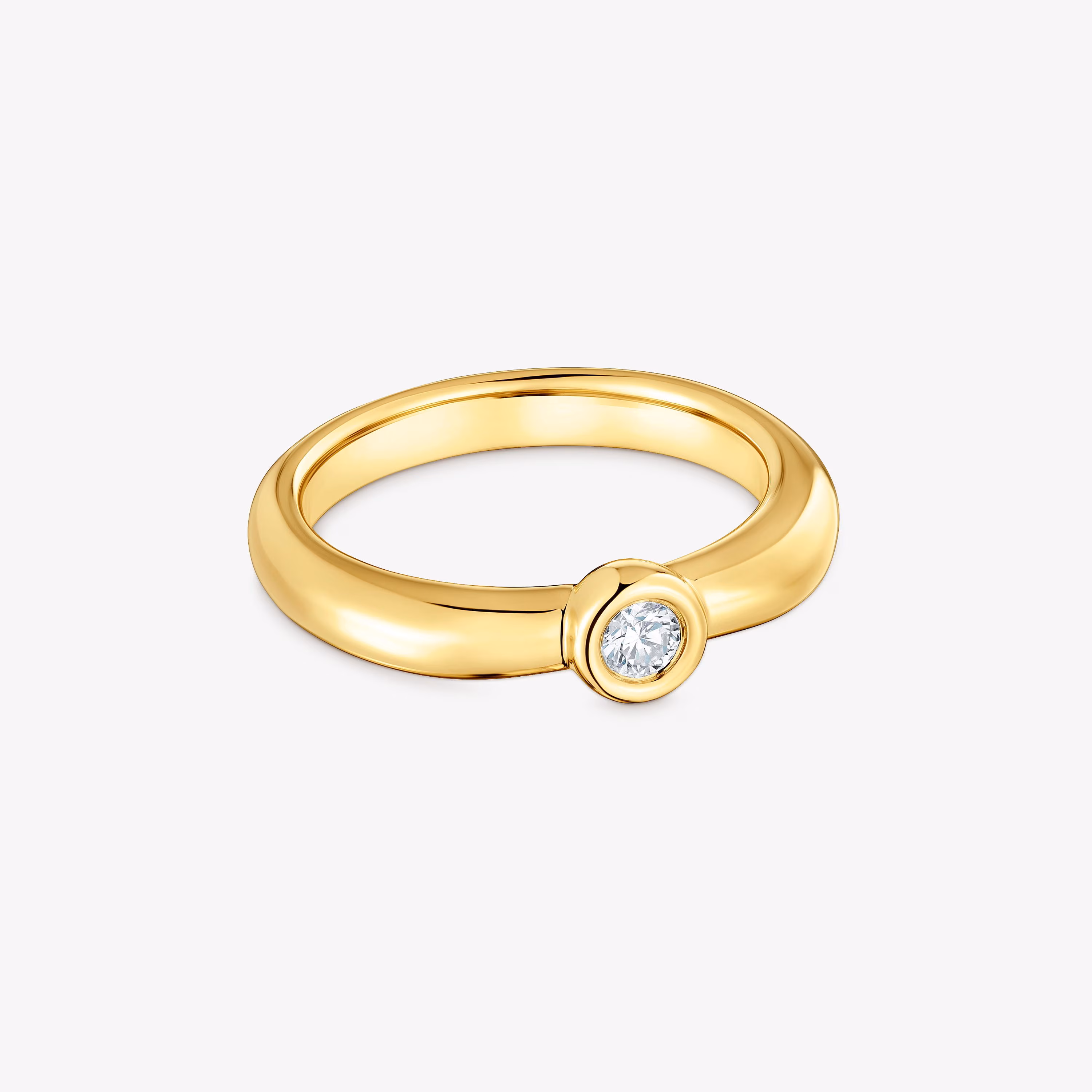 Anillo ancho con baño de oro 18 kt sobre plata y diamante creado en laboratorio Line LGD