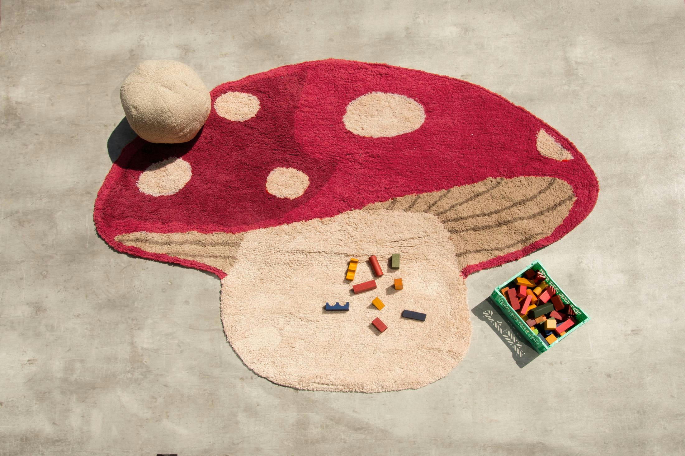 HAPPY TRIP - Tapis en coton en forme de champignon 180x120