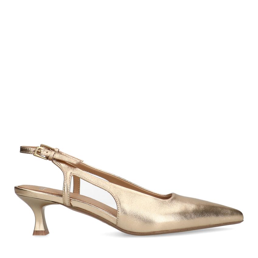 Manfield Gouden leren slingback pumps
