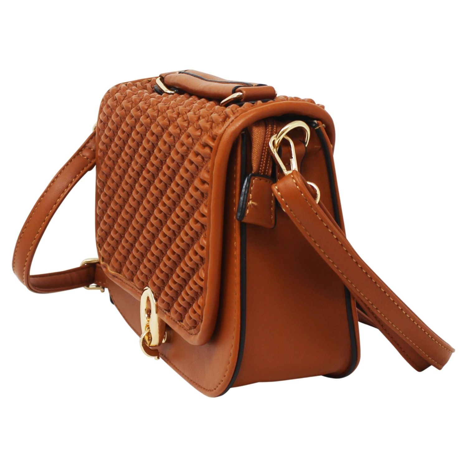 SVNX Rouched Front Crossbody with Clasp Button