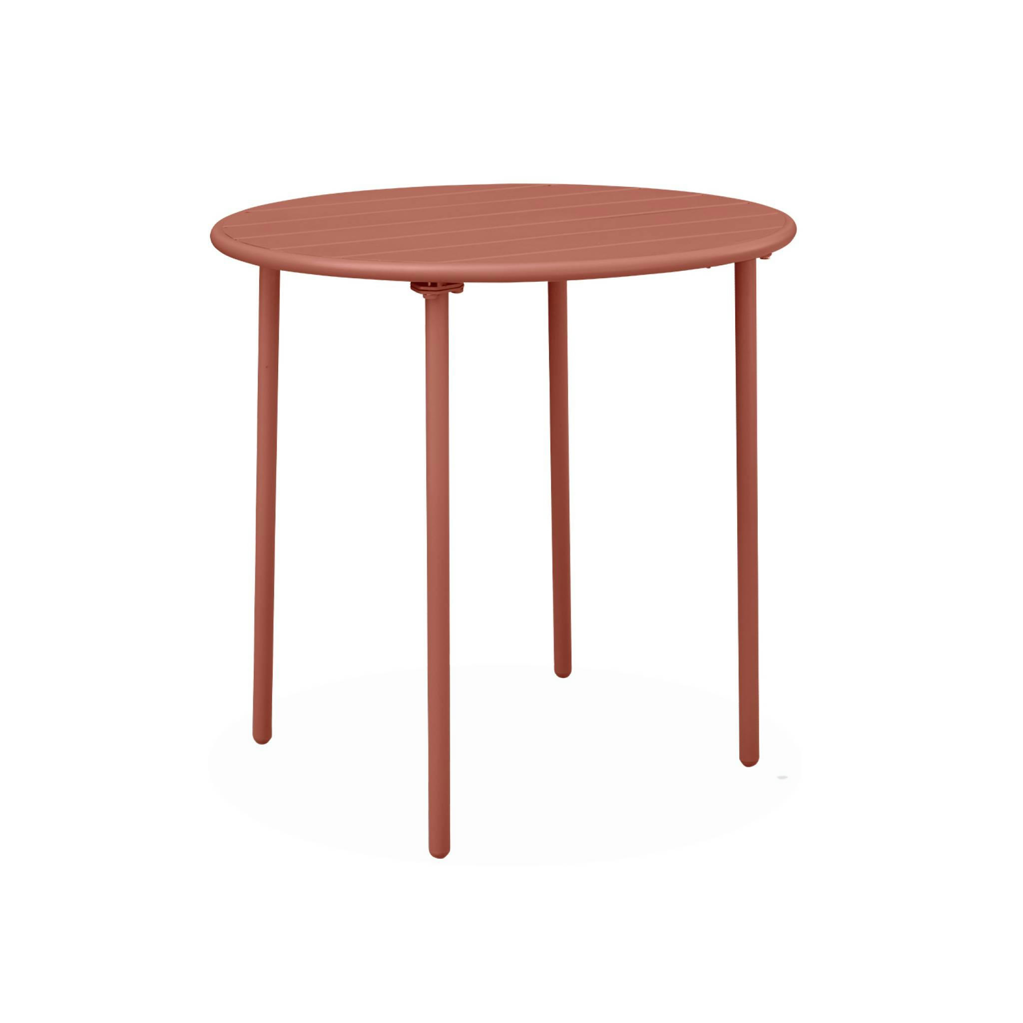 AMÉLIA - Table de jardin ronde en métal terracotta 2 places