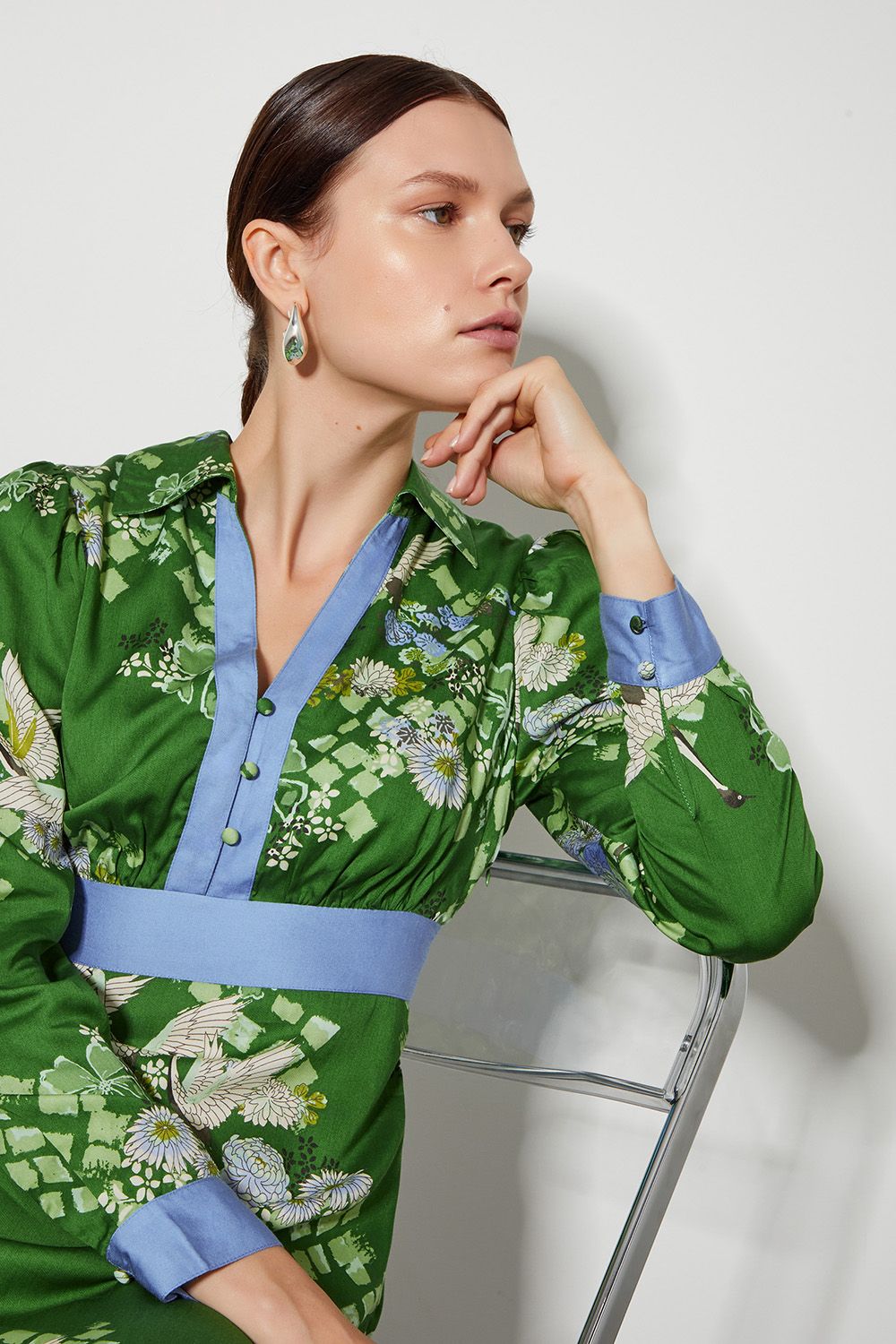 Monsoon Jennifer Long Sleeve Floral Print Midi Dress