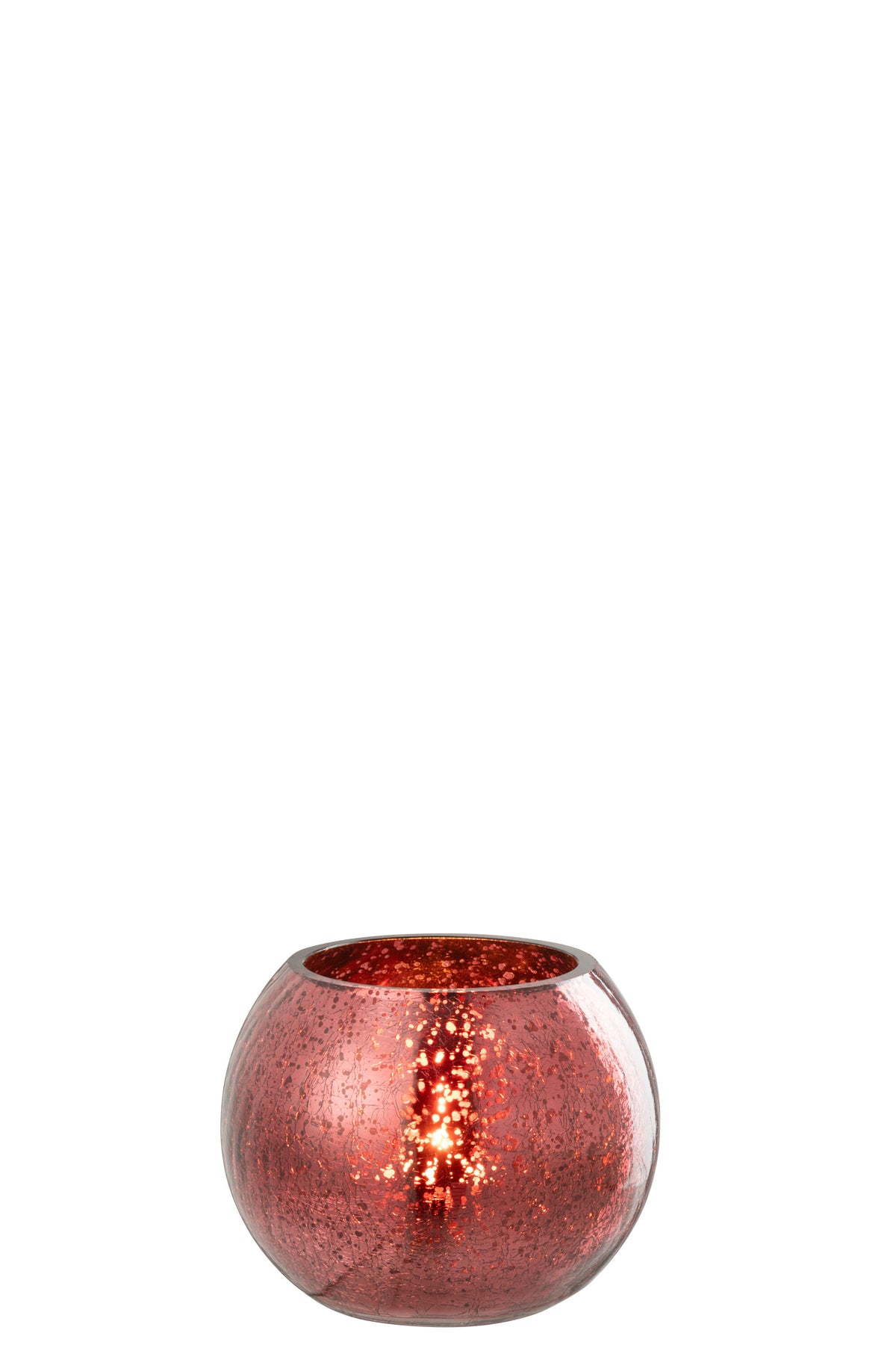 J-Line theelichthouder Bal Craquelé - glas - roze - small