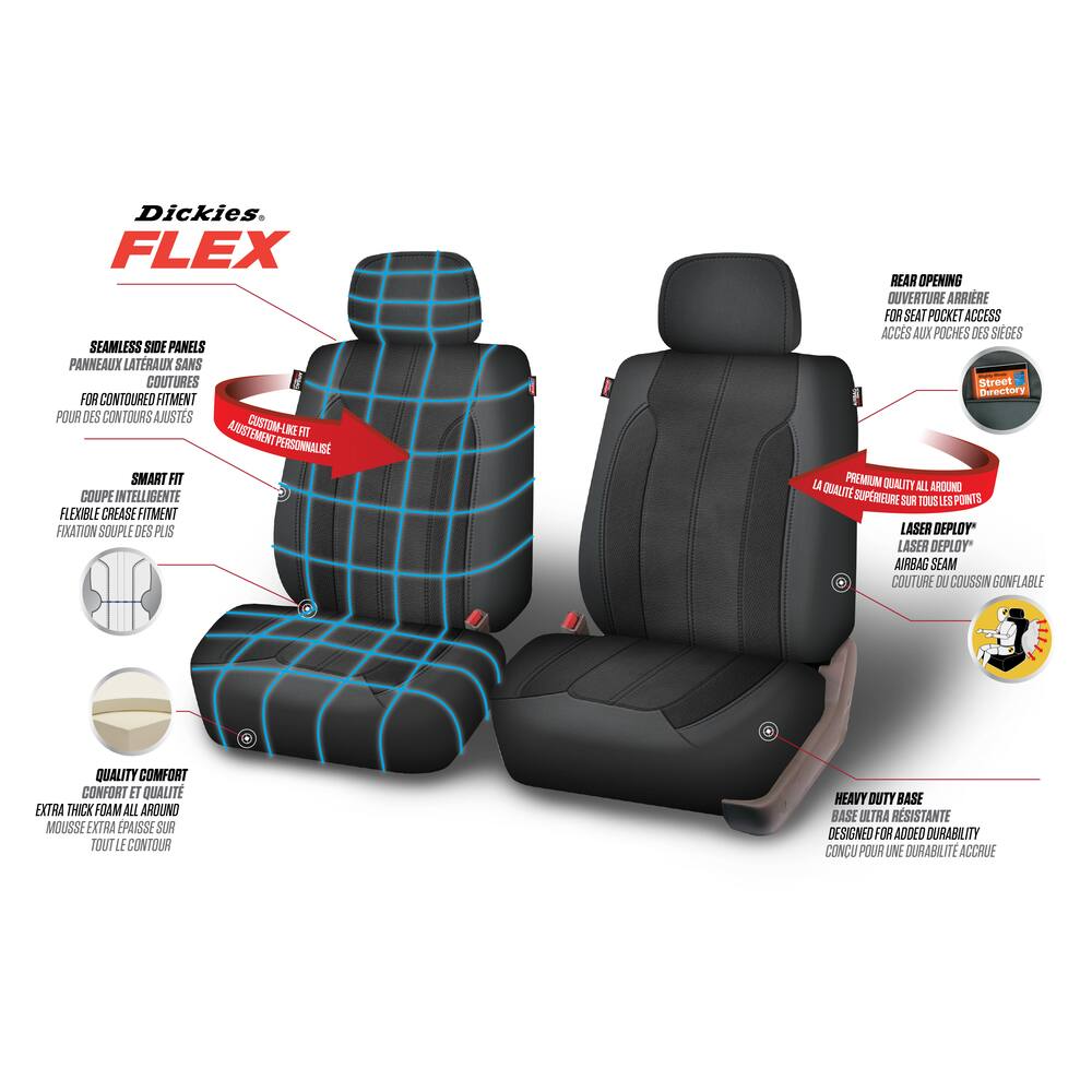 Dickies Truck Heavy Duty Leatherette Seat Cover, Black, 2-pk