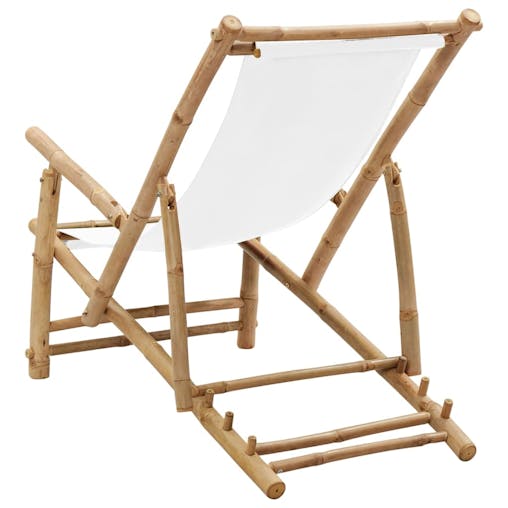 NNEVL Deck Chair Bamboo and Canvas Cream White