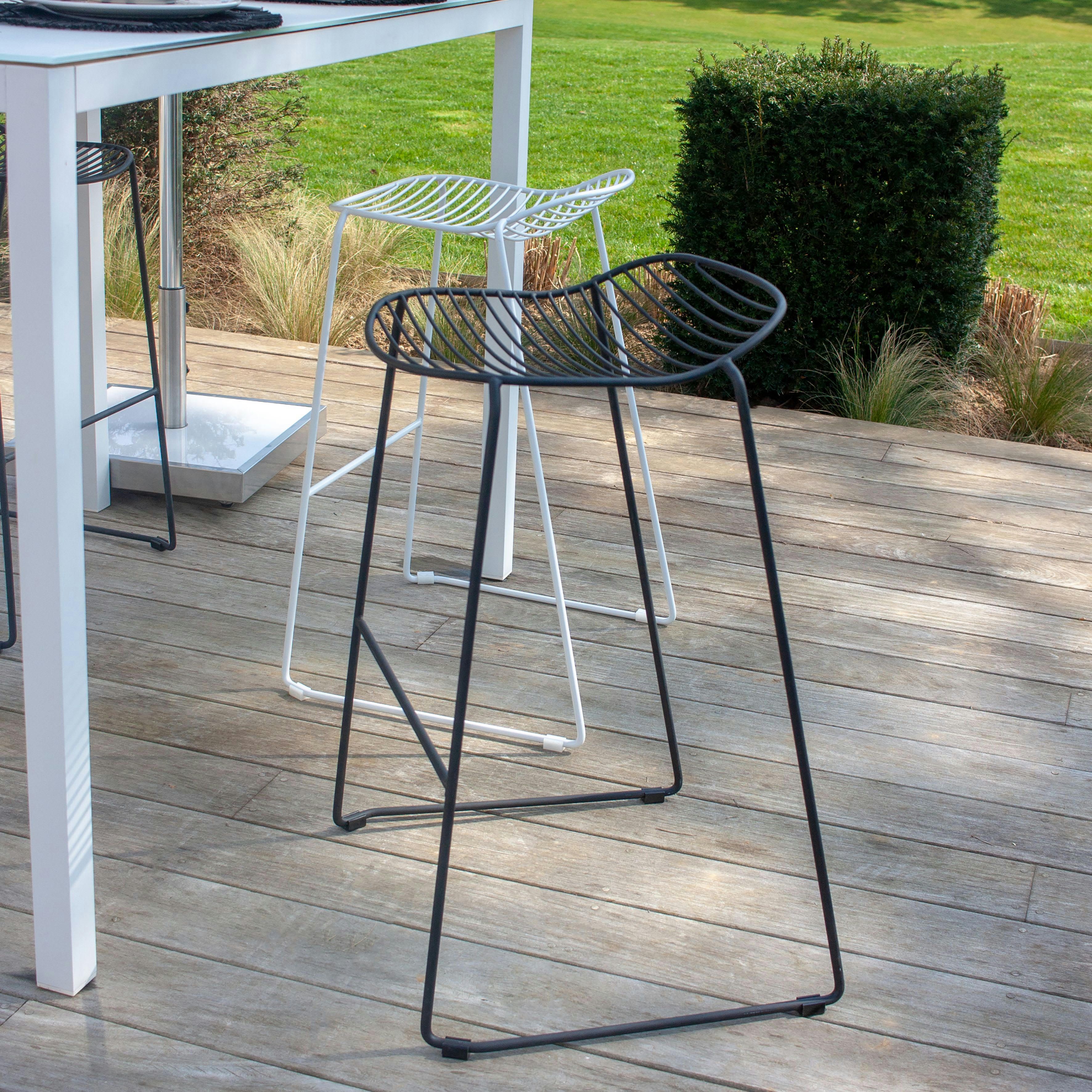 AUSTIN - Lot de 2 tabourets extérieur en métal noir