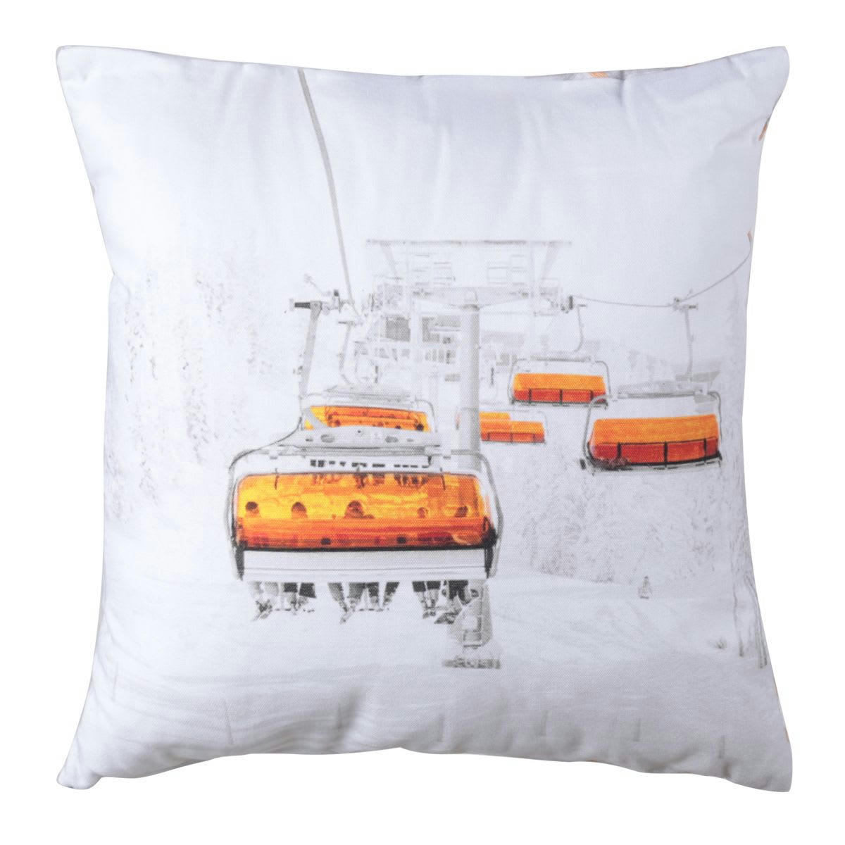 ASPIN - Coussin carré 40 x 40 cm imprimé télésiège skieurs