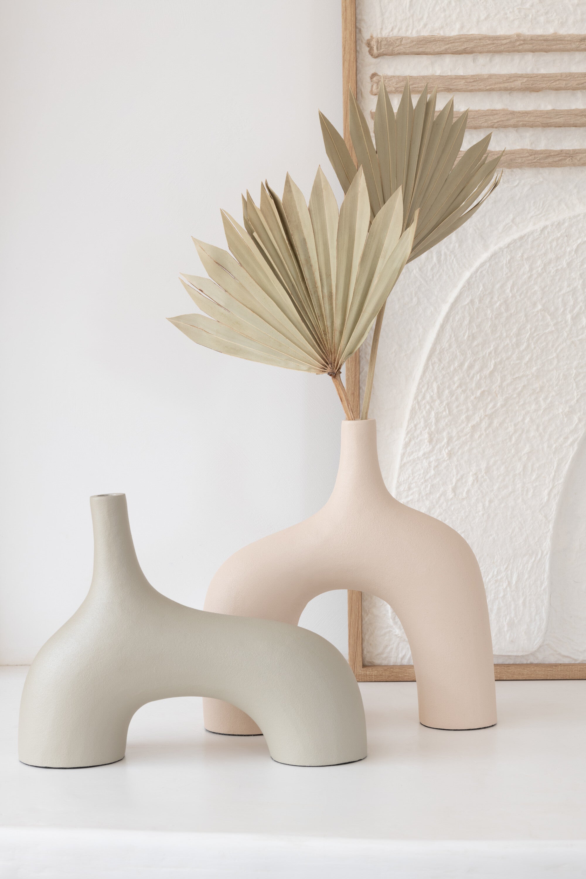 J-Line vaas Camille - aluminium - beige - 75 cm hoog