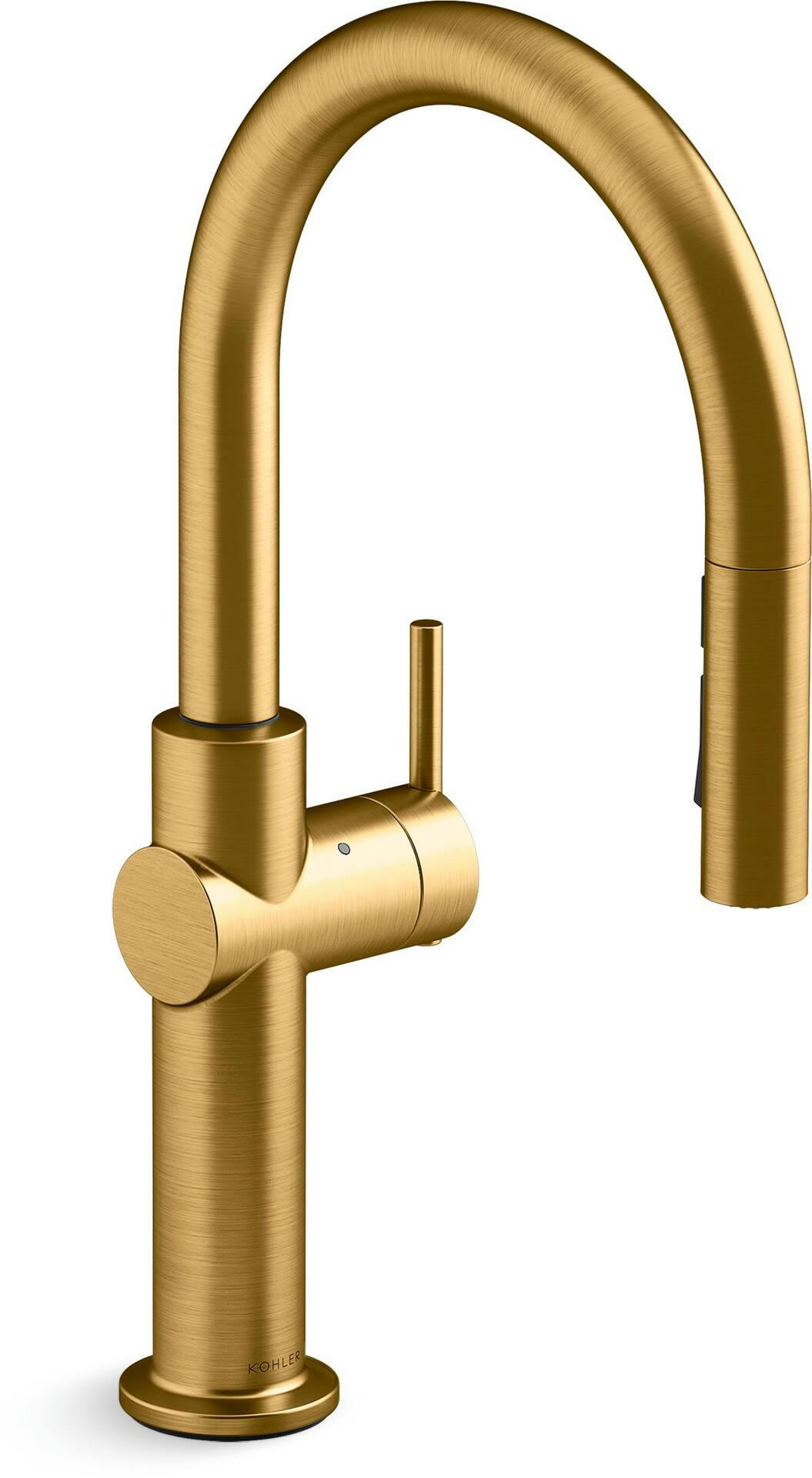 Kohler Crue™ Touchless Pull Down Single Handle Kitchen Faucet, Vibrant Brushed Moderne Brass
