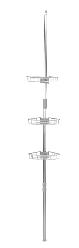 Type A Rust-Resistant Adjustable Shelves Tension Pole Shower Caddy, with Hooks