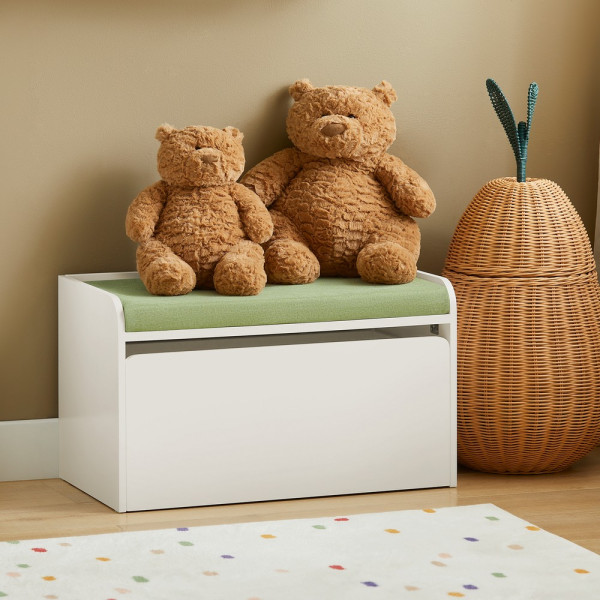 SoBuy Skrzynia na zabawki Biały 60x34x35cm Funkcjonalny KMB80-W