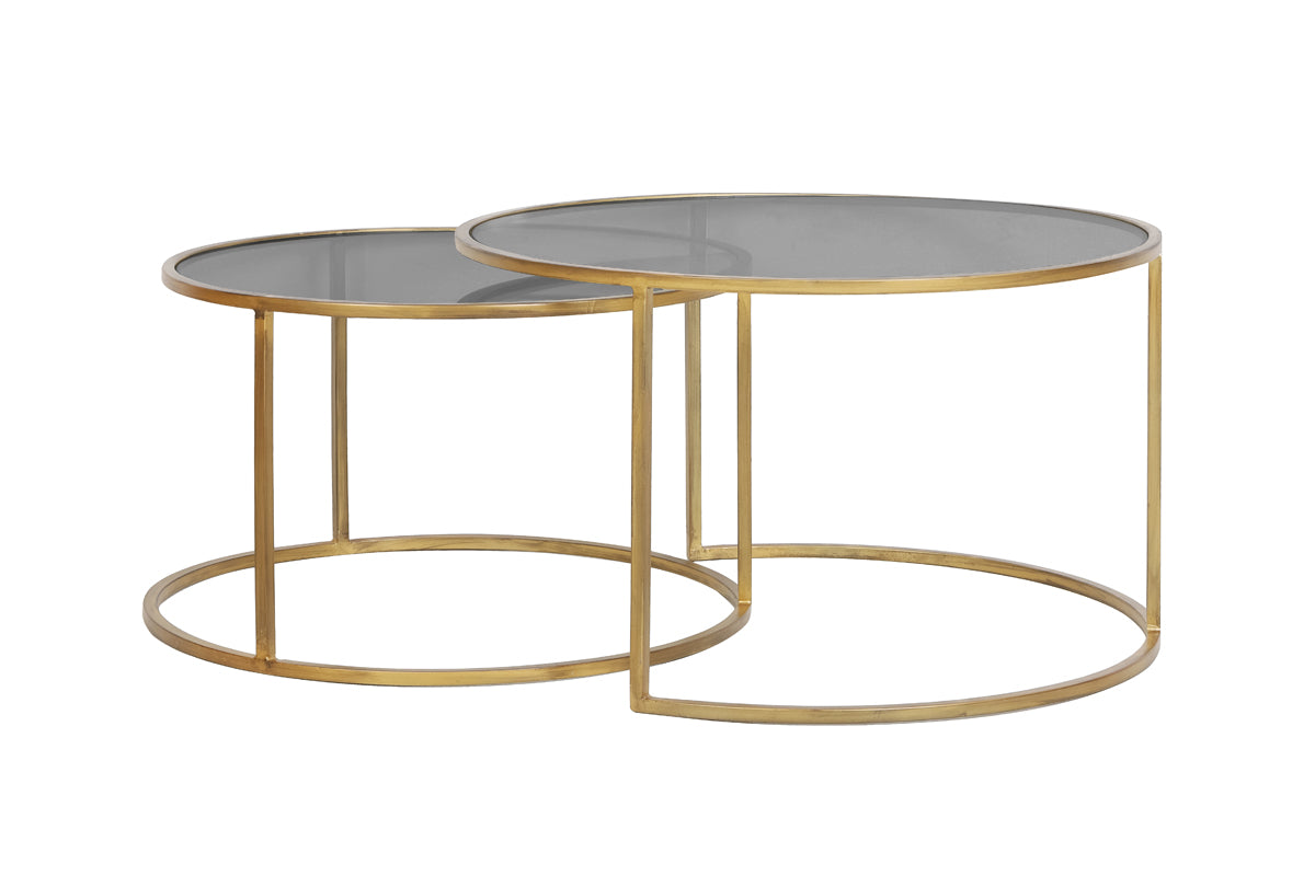 Light & Living salontafel DUARTE - Ø75x44cm - goud - Set van 2