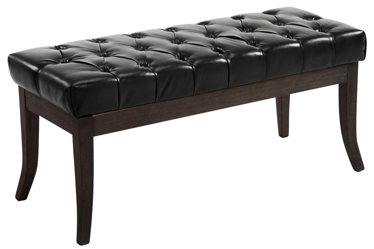 RAMSES - Banquette avec pieds en bois assise en similicuir Noir