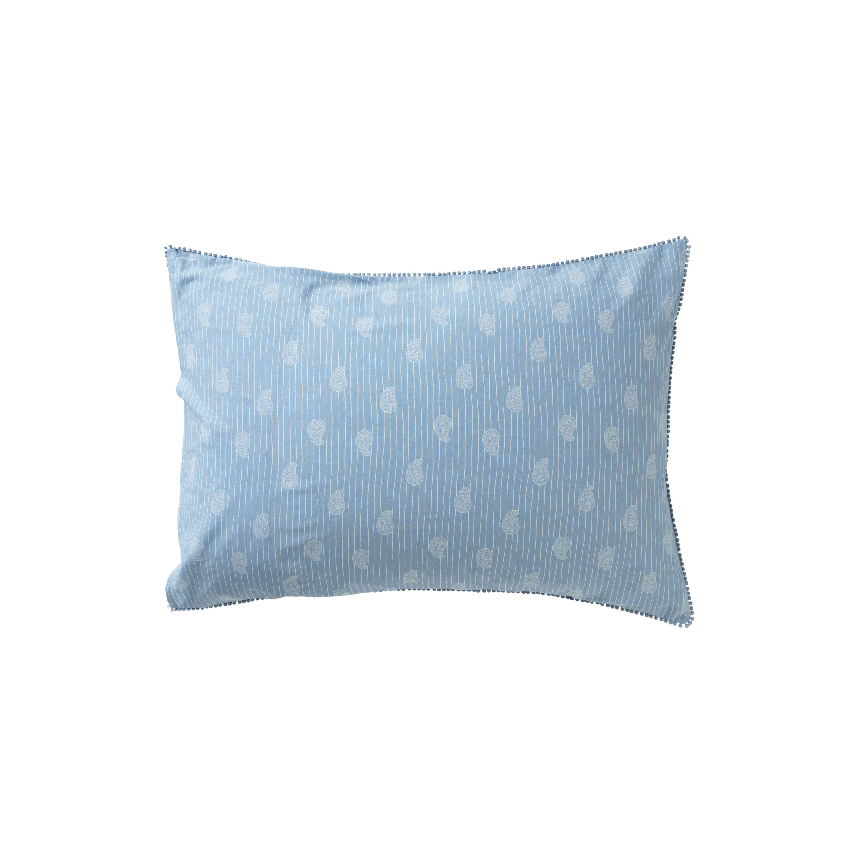 MADELEINE - Taie d'oreiller rectangulaire lin-coton  bleu 50x70