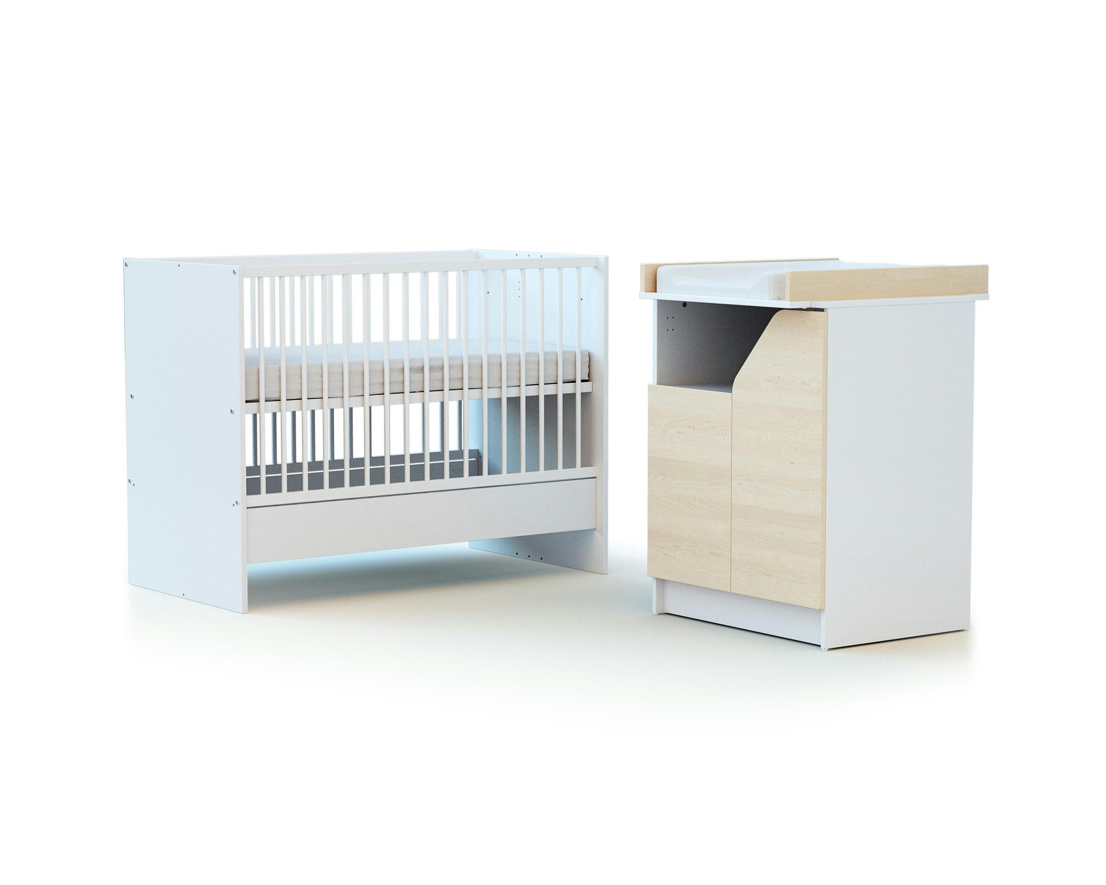 - Lit combiné evolutif blanc et bouleau