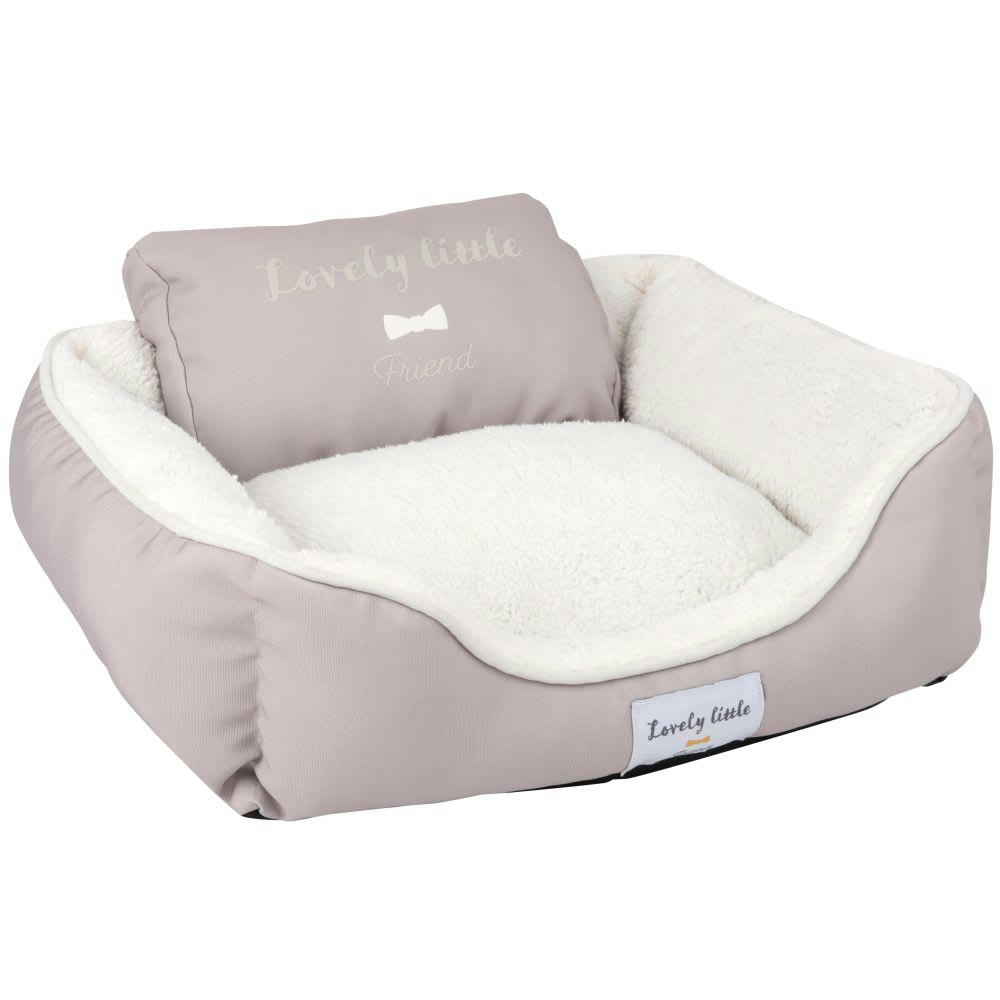 LOVELY LITTLE FRIEND - Panier pour chien en coton blanc cassé imprimé