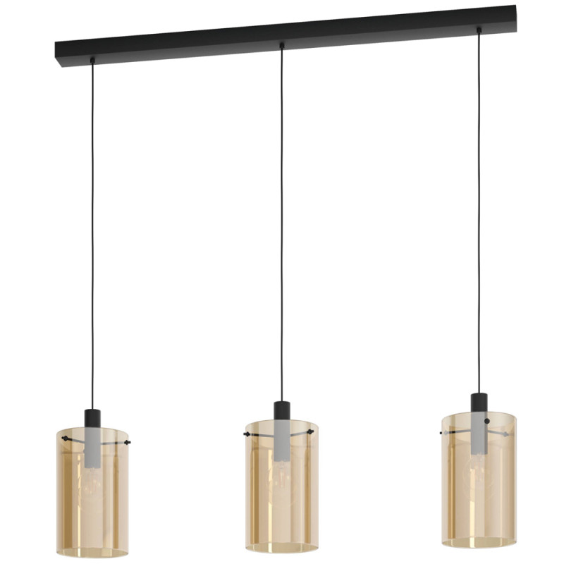 Suspension Polverara ambre et noir E27 3 x 40 W EGLO