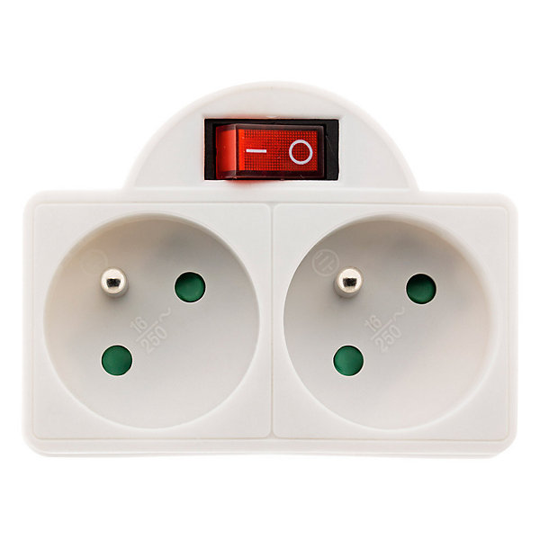 Multiprise biplite   interrupteur façade Zenitech