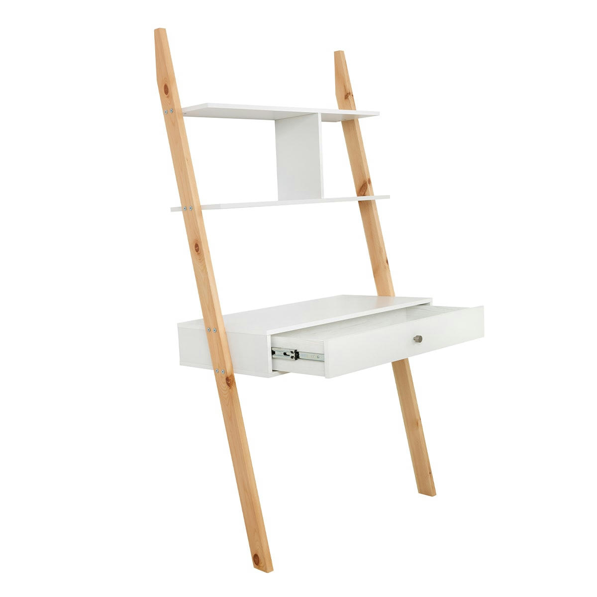 - Bureau bibliothèque blanc et naturel