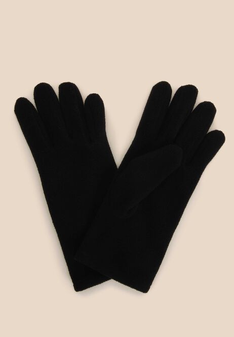 Womens Black Plain Fleece Gloves