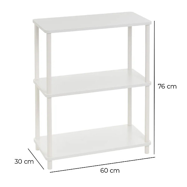 Console étagère meuble d'entréede 3 niveaux coloris blanc - Longueur 60 x Largeur 30 x Hauteur 76 cm