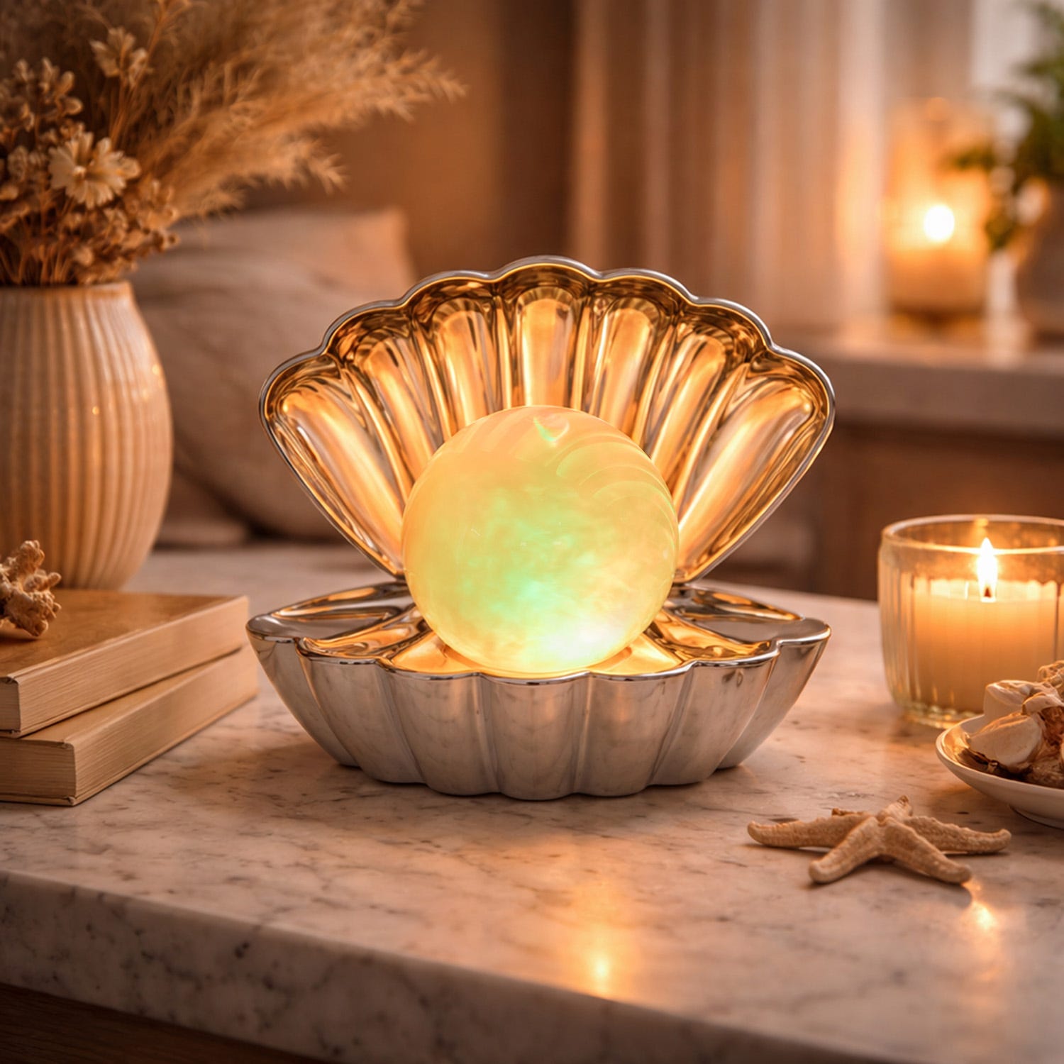 Lampada led a forma di conchiglia con perla
