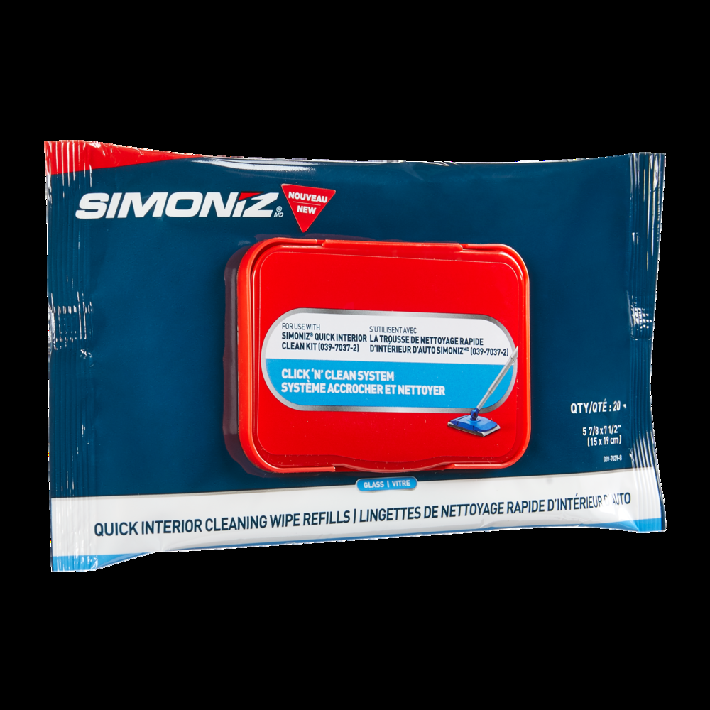 SIMONIZ Glass Wipes, Car Wipes, Glass Cleaner, Quick Interior Cleaning Wipe Refills, 20-pk