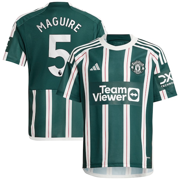 Harry Maguire Manchester United adidas Youth 2023/24 Away Replica Player Jersey - Green/White
