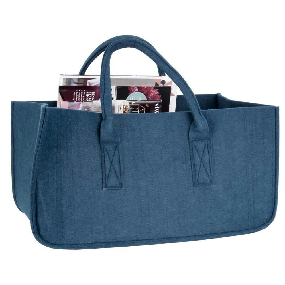 MELLOW - Porte revues feutrine feutre bleu