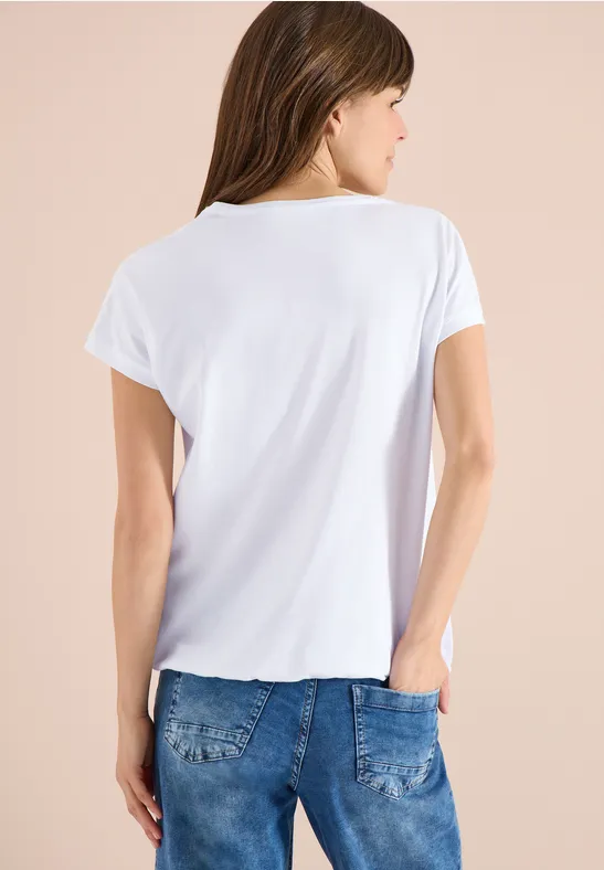 T-Shirt mit V-Neck und Spitzendetail