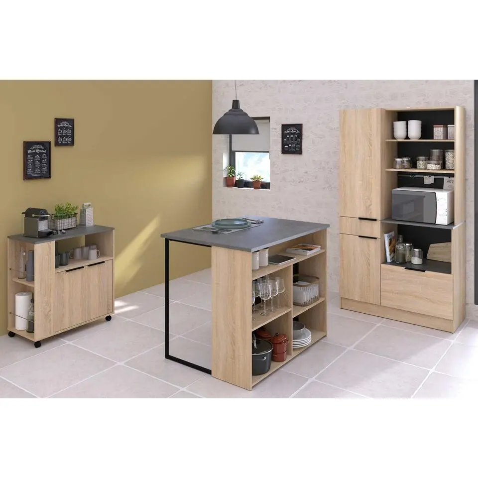 Buffetkast Fumay met 2 deuren; 2 lades - eikdecor/betonlook