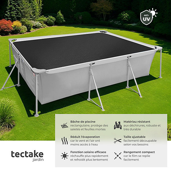 Bâche de piscine Rectangulaire et Auto-flottant 500 x 1000 cm noir