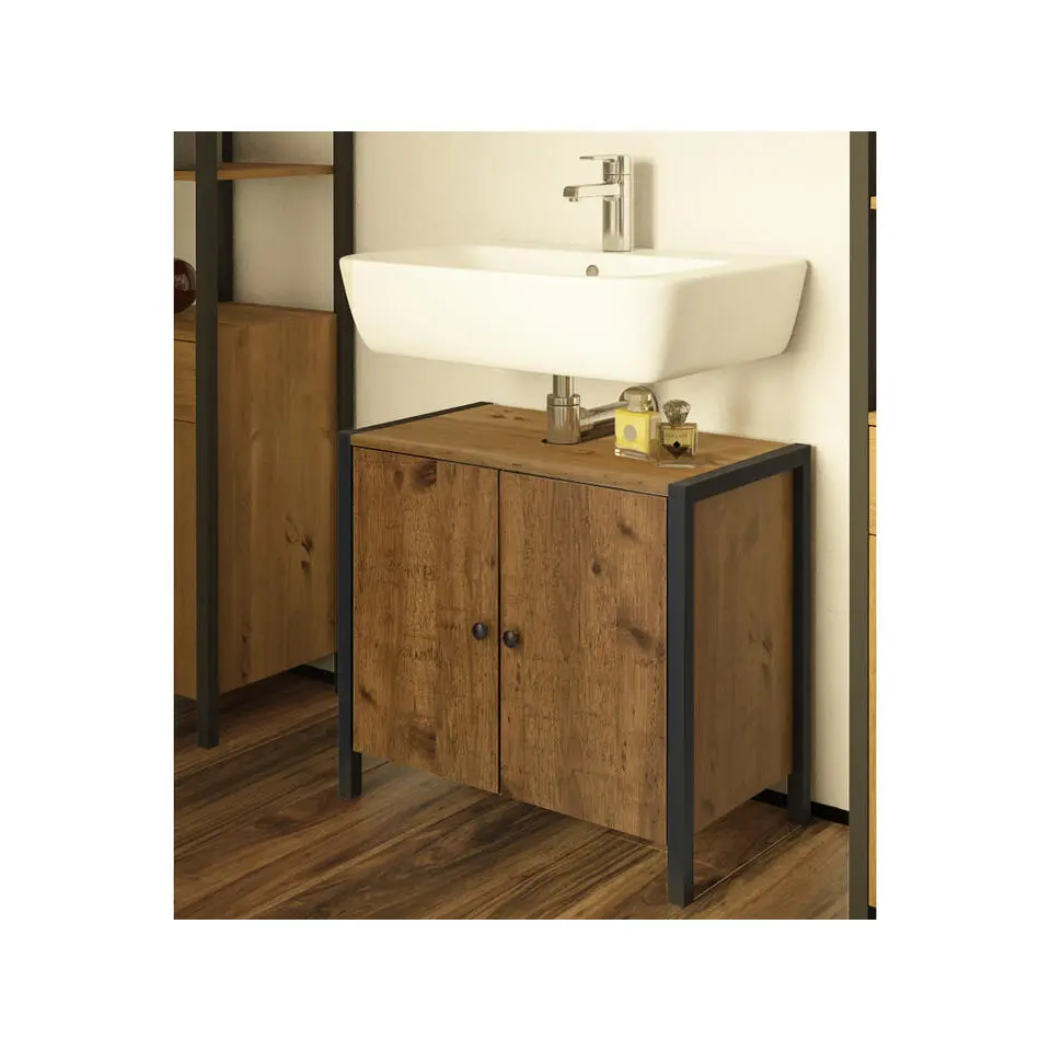 Chris - Badmeubel 61 cm 2-deurs eiken/zwart