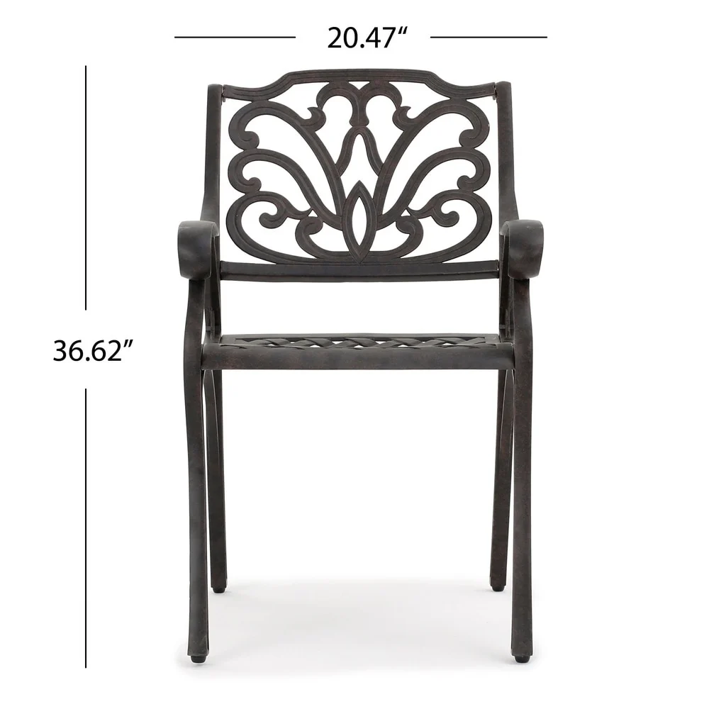Alfresco Outdoor Cast Aluminum Dining Chair Chair (Set of 2) by Christopher Knight Home - N/A