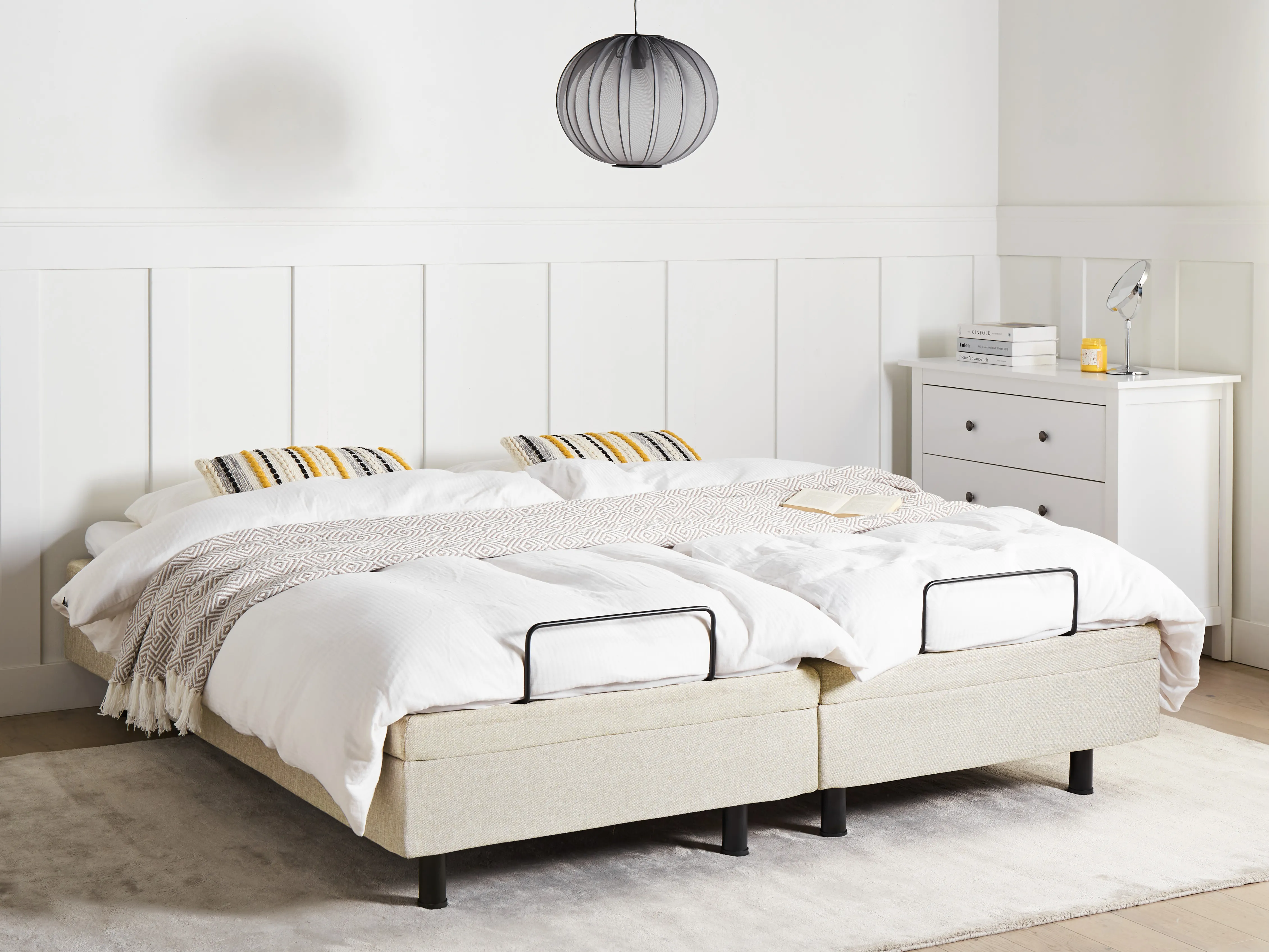 Adjustable Bed without Headboard Fabric CASTELLAN 160 x 200 cm (EU King Size) Beige