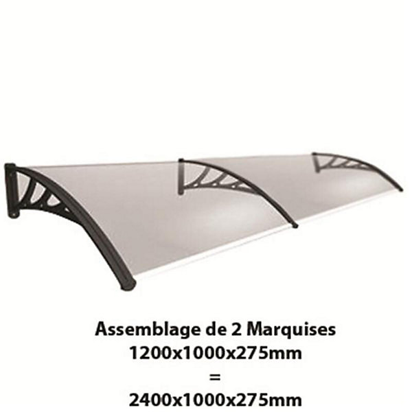 Auvent porte d'entrée Bertille Noir, L.- 120 cm, Profondeur totale - 100 cm