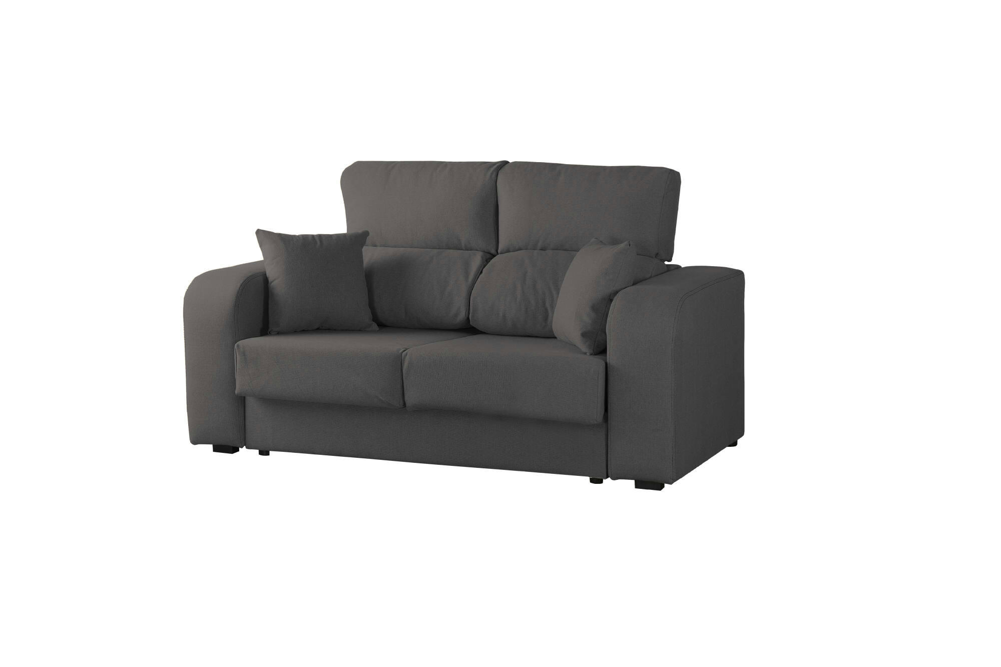 DCELLA - Canapé fixe 2 places en tissu anthracite