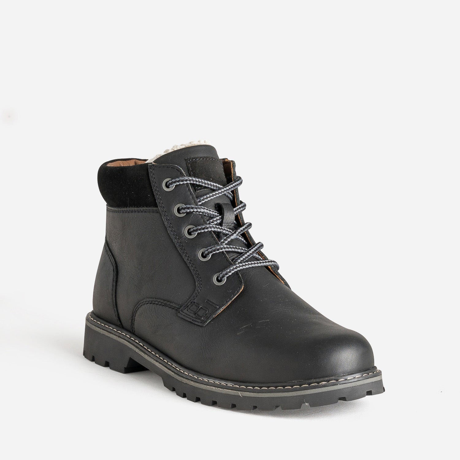 Boots à lacet noir cuir semelle crantée