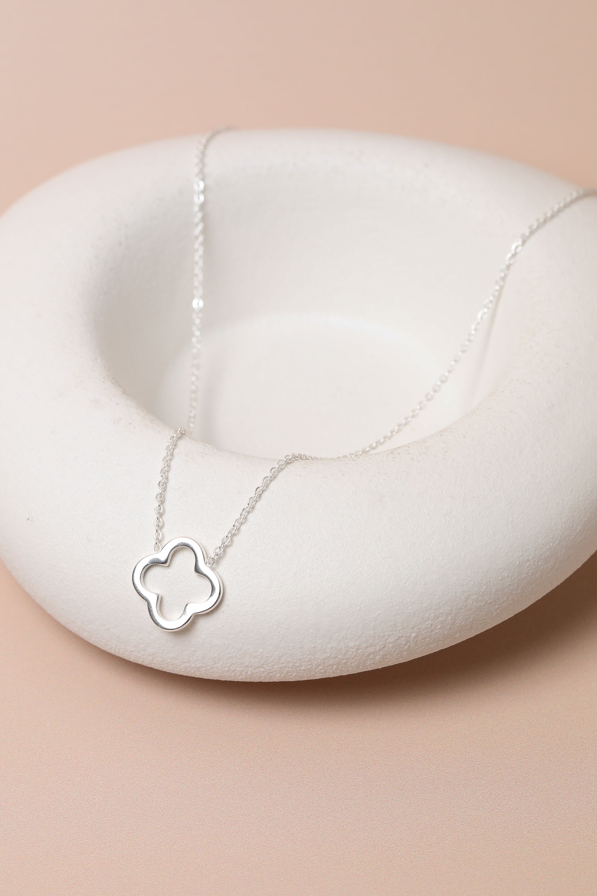 Jon Richard Sterling Silver Plated Waterproof Clover Necklace
