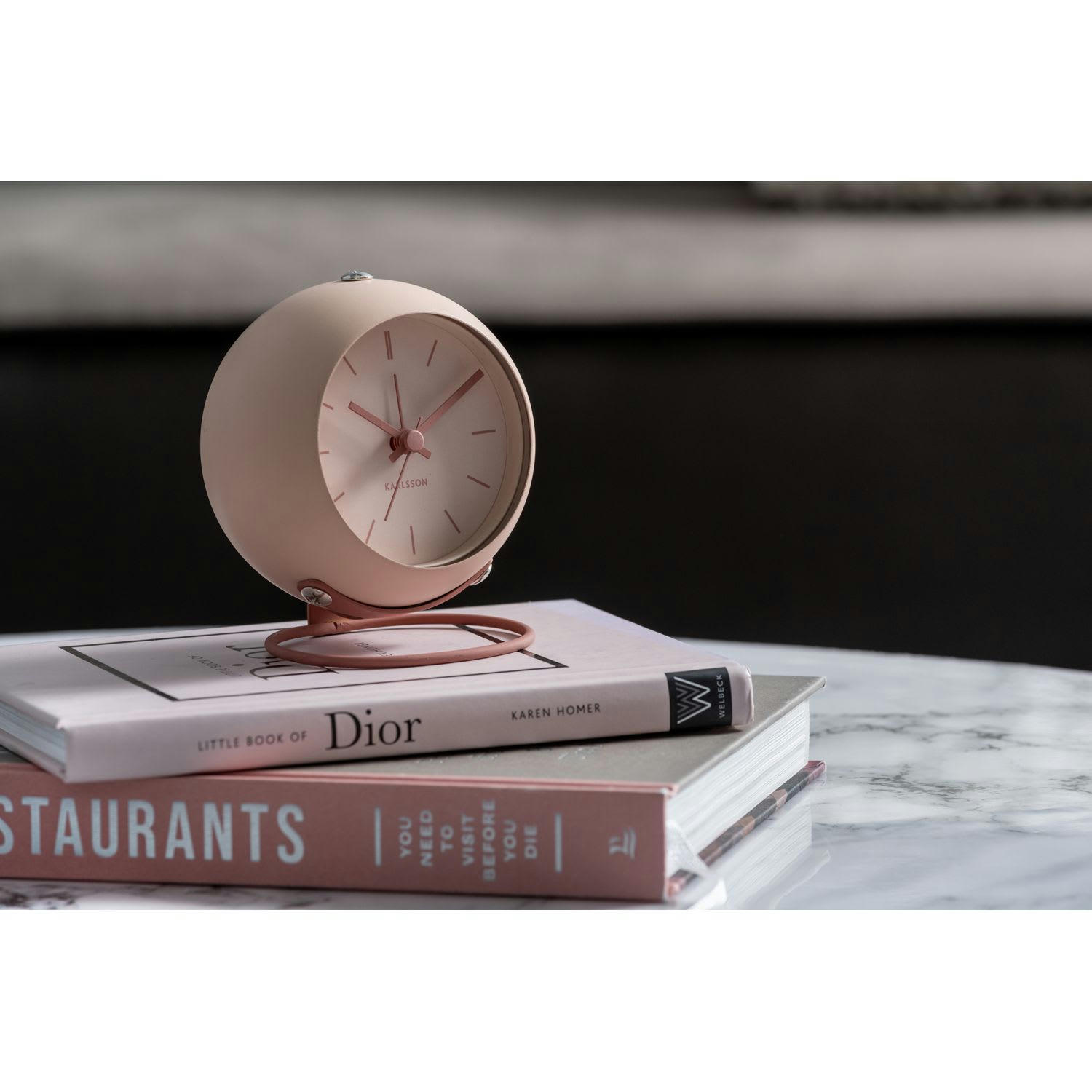 NIRVANA - Réveil rond effet flottant diam.9,5 cm beige sable