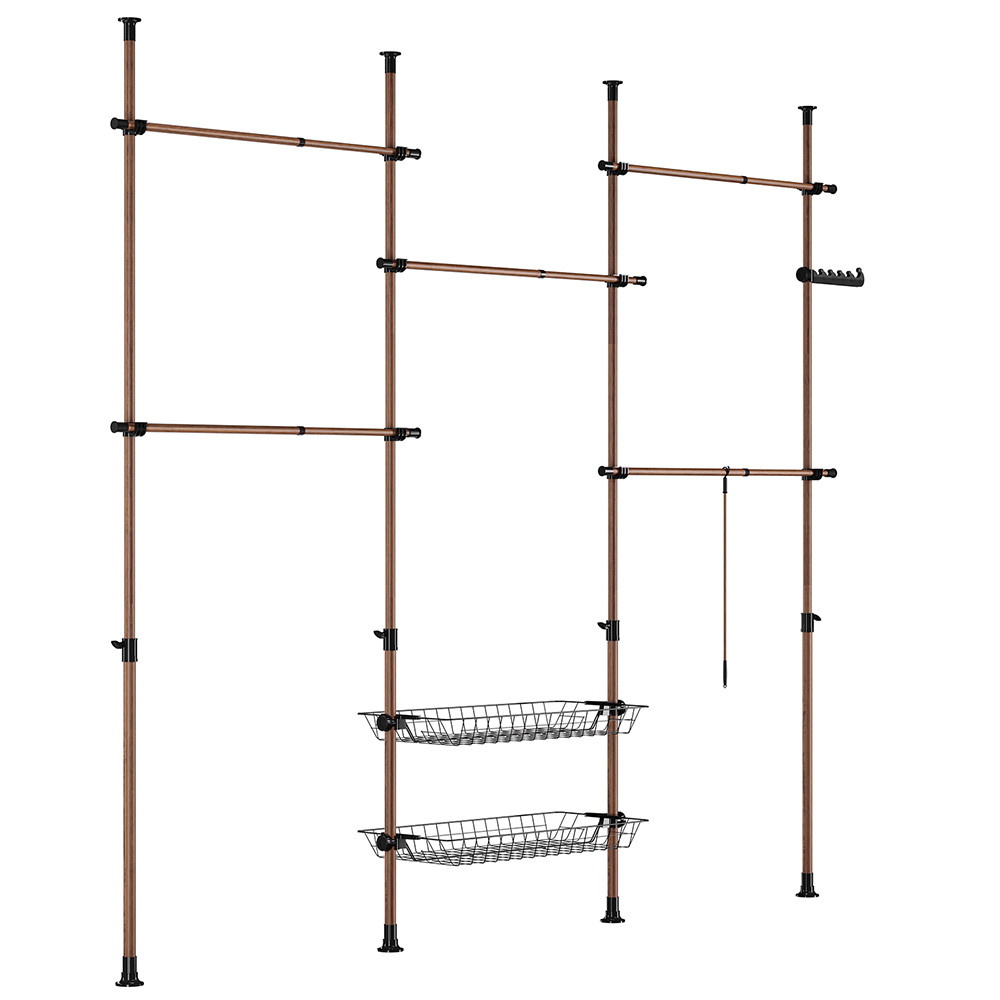 SoBuy Garderobowy stojak z 2 półkami Brązowy 62x75x200cm KLS04-II-BR