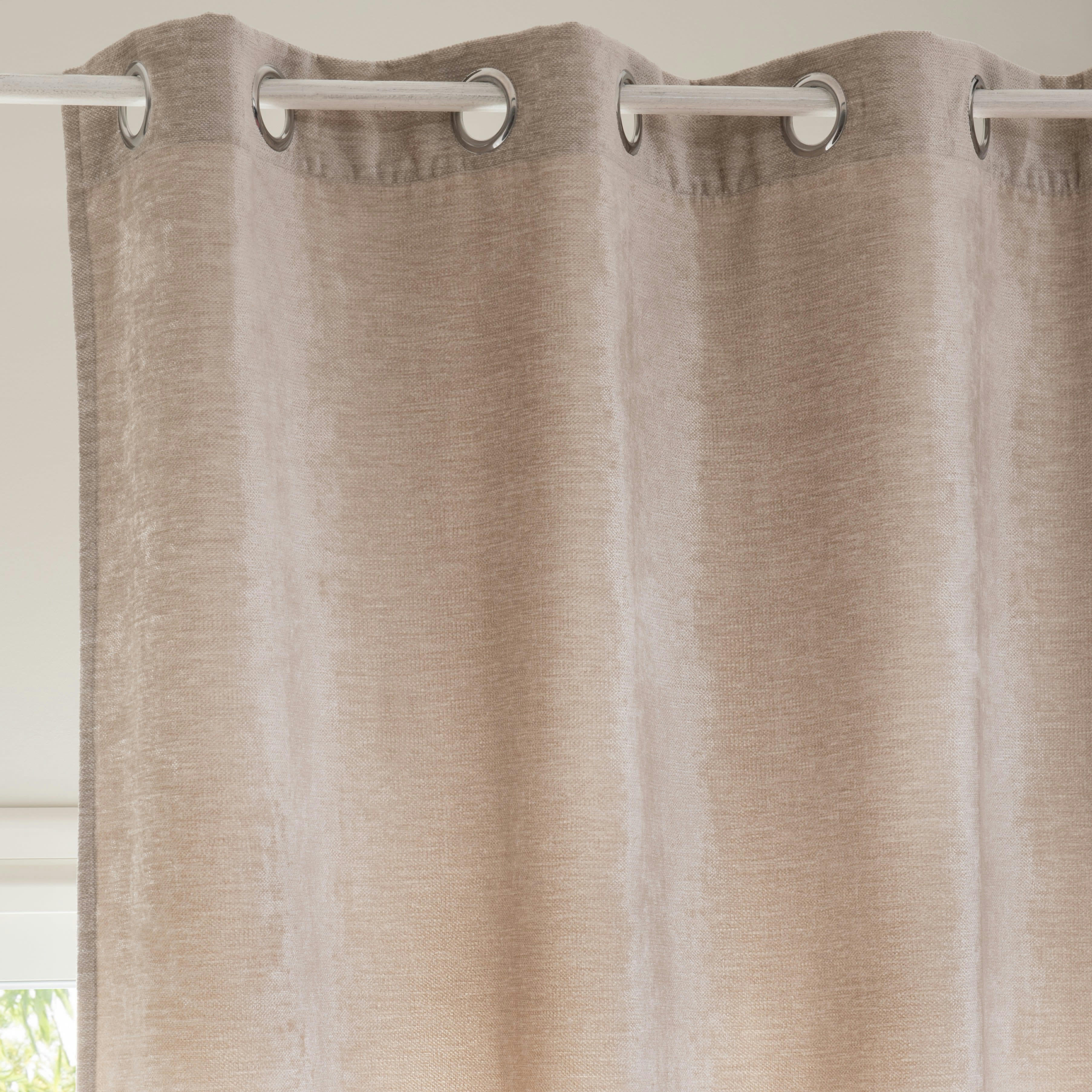 - Rideau à œillets beige en polyester recyclé à l'unité 130x300