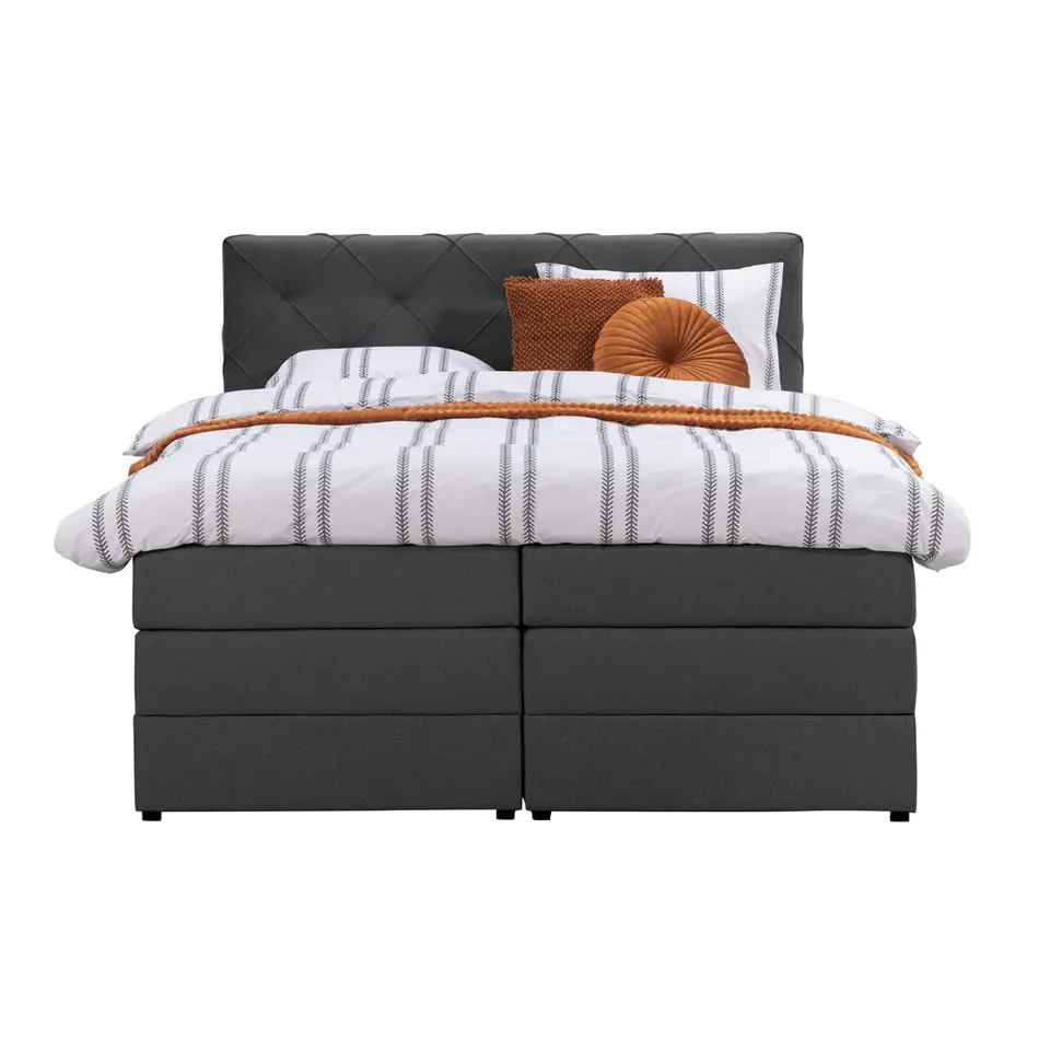 Boxspring met opbergruimte Liv geruit - antraciet - 180x200 cm