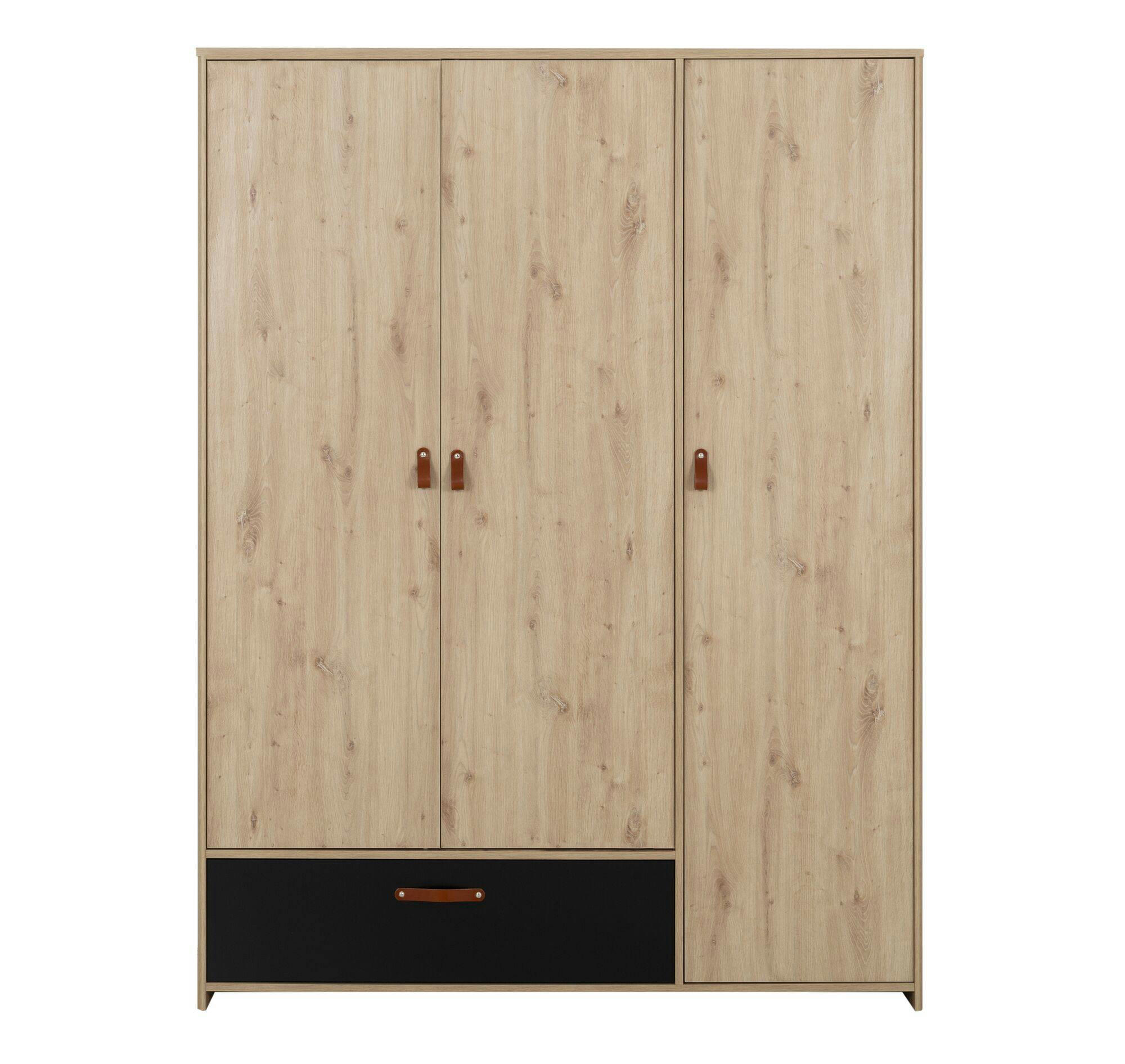 GAVIN - Armoire 3 portes 2 tiroirs effet bois