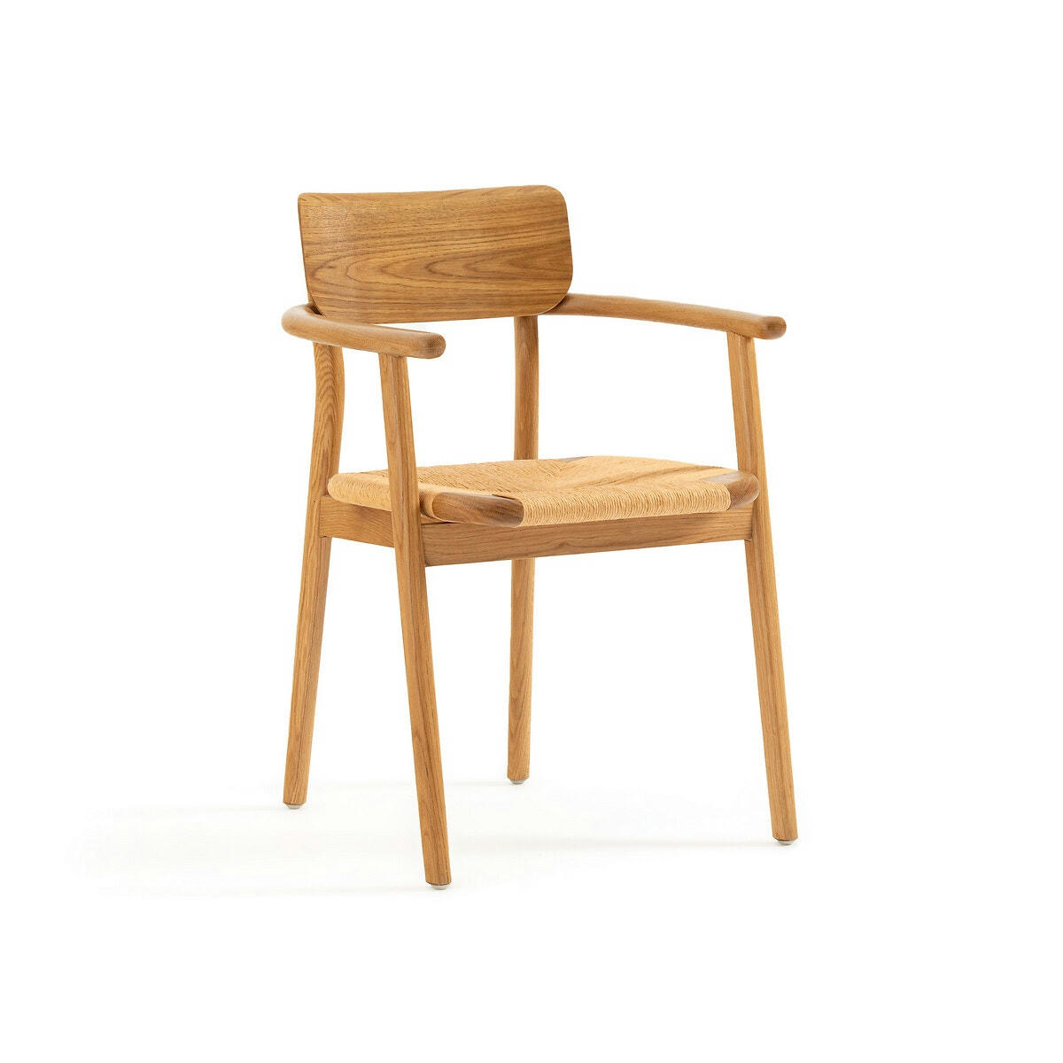 Fauteuil de table chêne massif et tressage, Pipo
