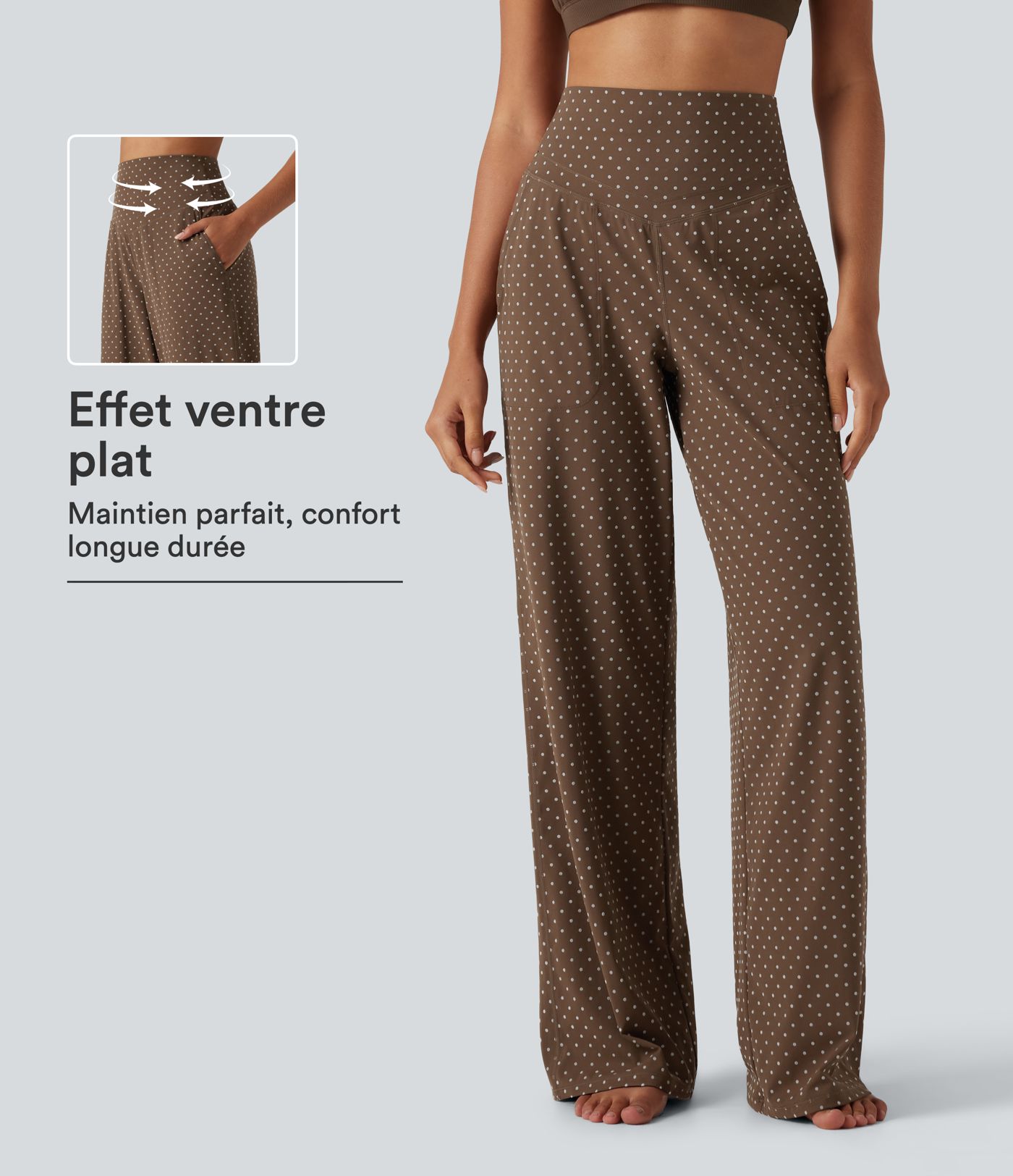 Pantalon de yoga droit Halara UltraSculpt™ gainant taille haute à pois floqués avec poches