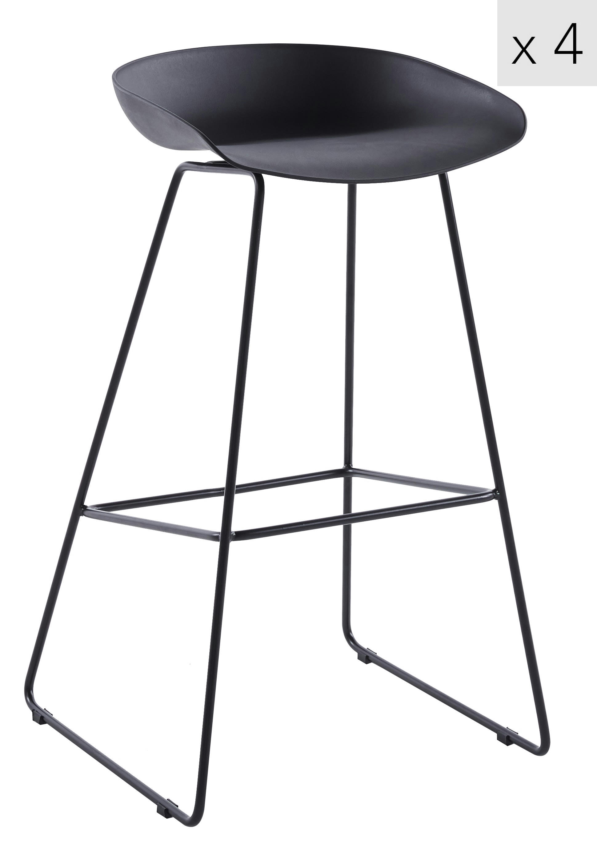 - Lot de 4 tabourets de bar en métal noir